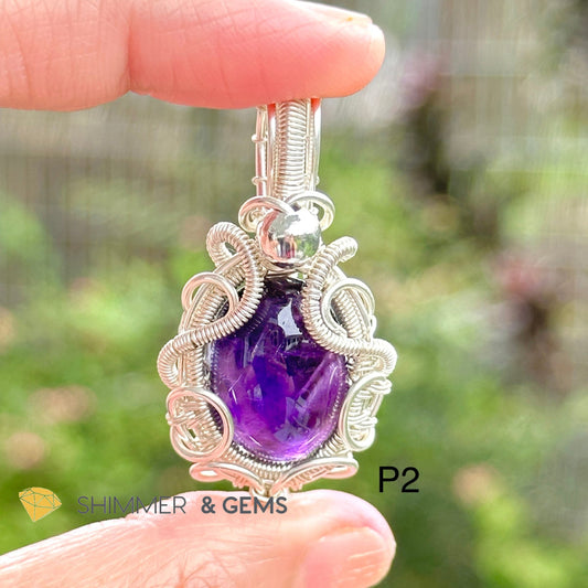 Amethyst Wire-Wrapped Pendant (Stainless Steel) Brazil Photo 2
