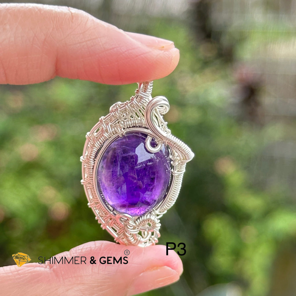 Amethyst Wire-Wrapped Pendant (Stainless Steel) Brazil Photo 3