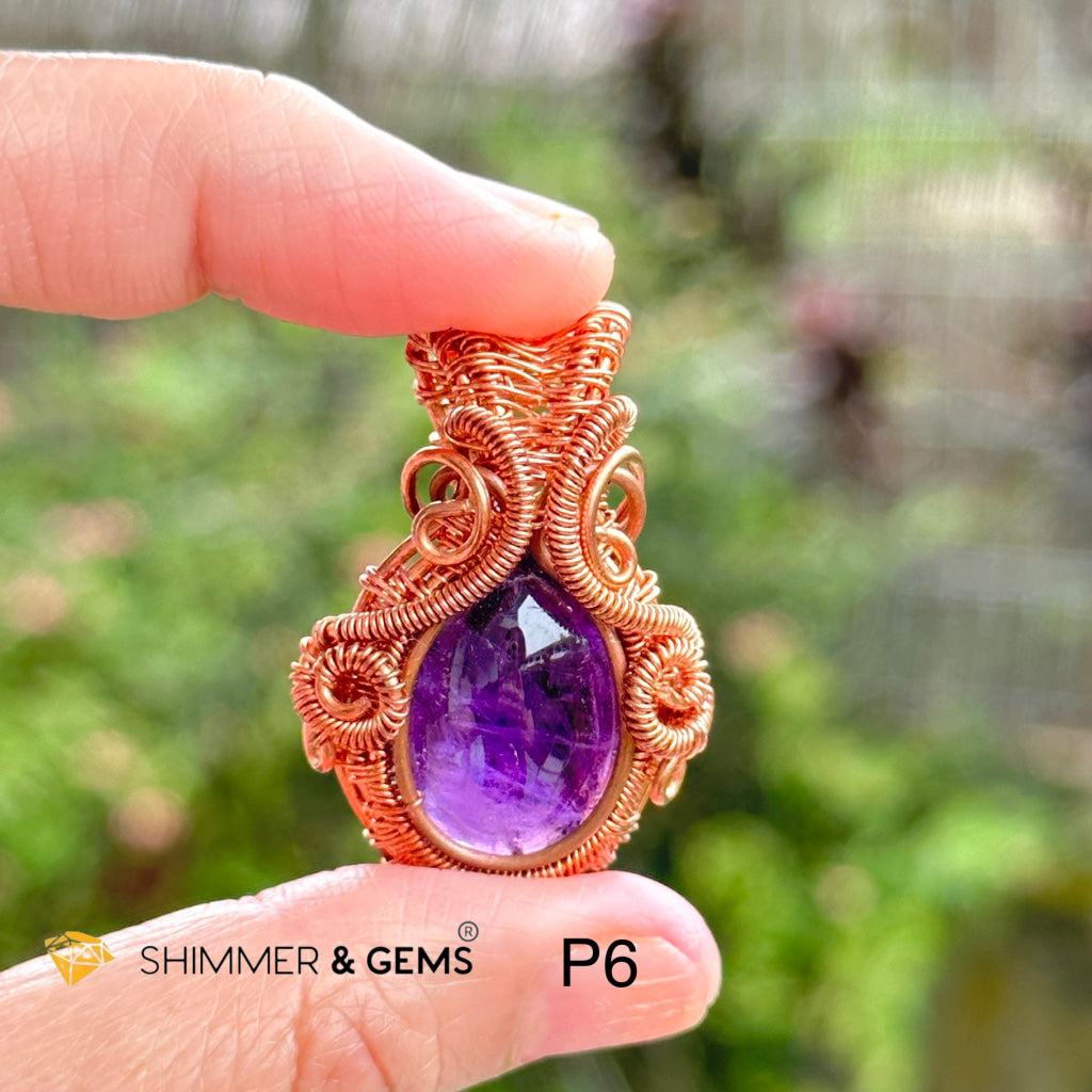 Amethyst Wire-Wrapped Pendant (Stainless Steel) Brazil Photo 6