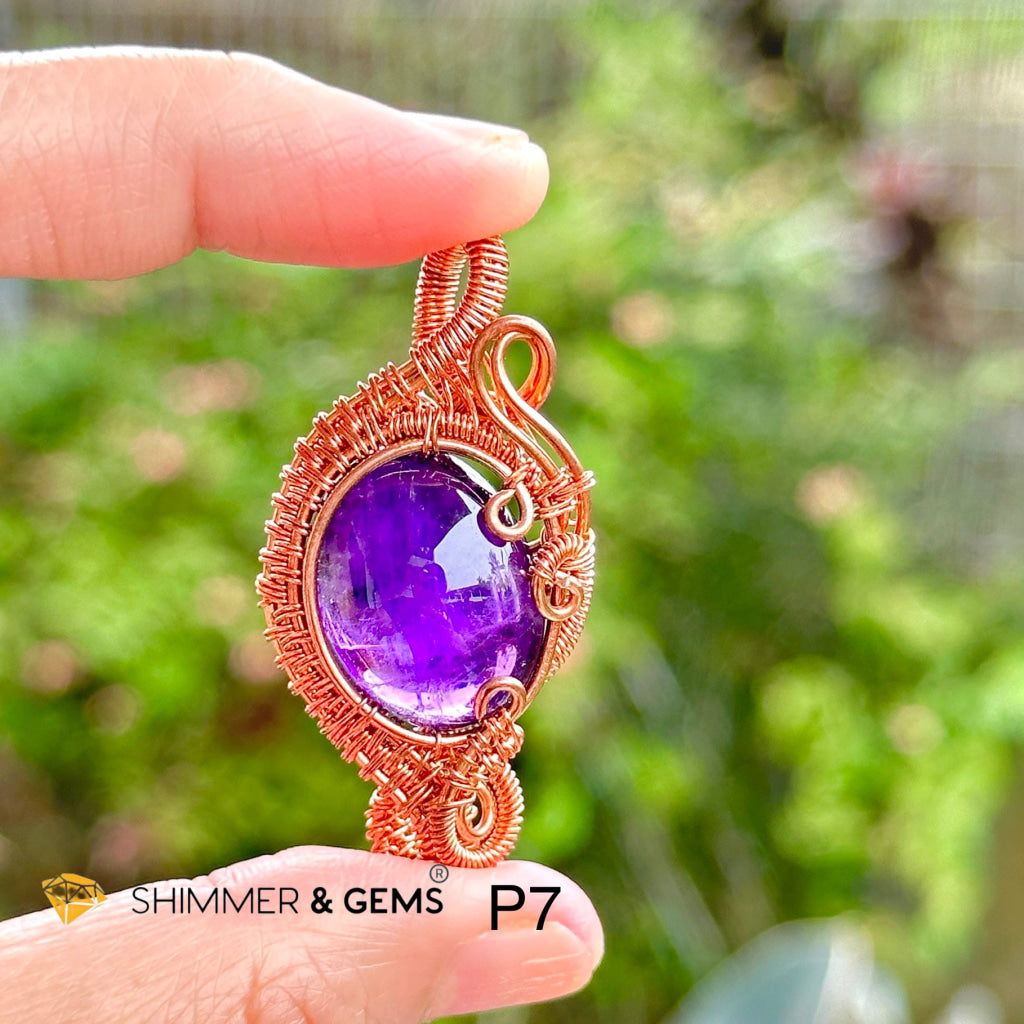 Amethyst Wire-Wrapped Pendant (Stainless Steel) Brazil Photo 7