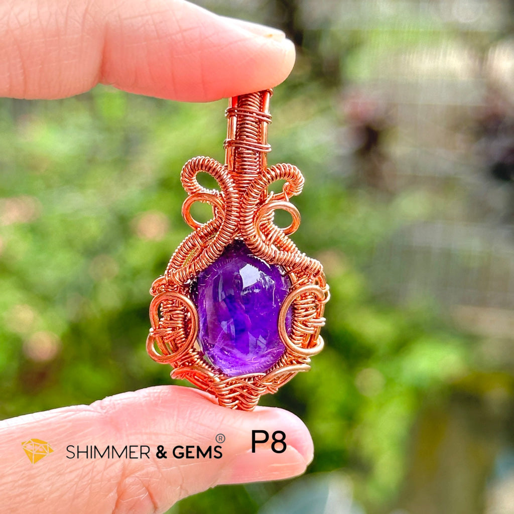 Amethyst Wire-Wrapped Pendant (Stainless Steel) Brazil Photo 8