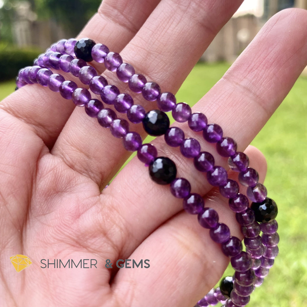 Amethyst With Black Tourmaline Anklet