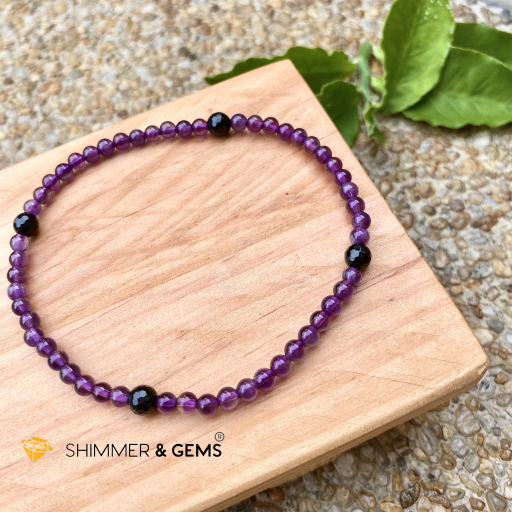 Amethyst With Black Tourmaline Anklet