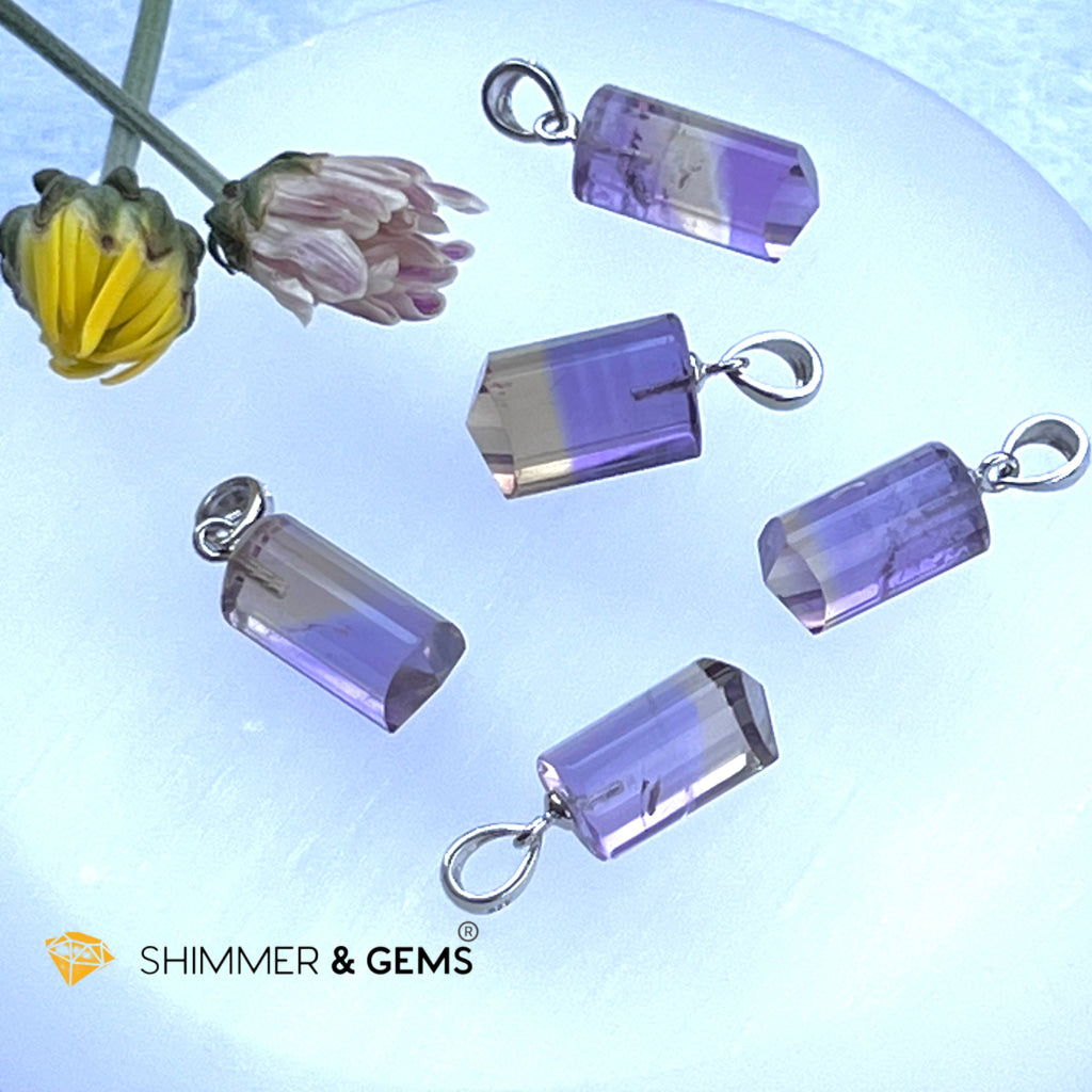 Ametrine Tube Pendant 925 Silver (14Mm)