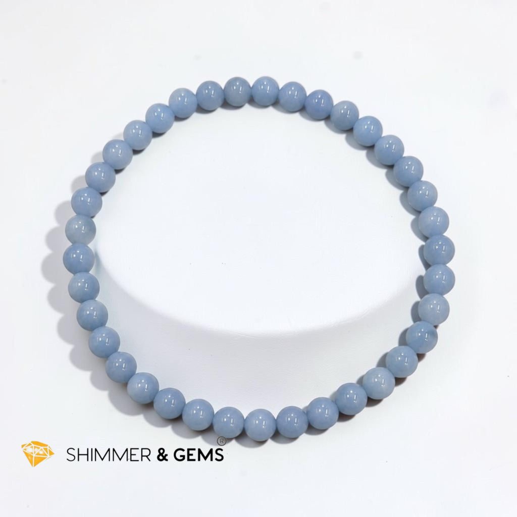 Angelite 4mm Bracelet (Peace & Angel Connection)