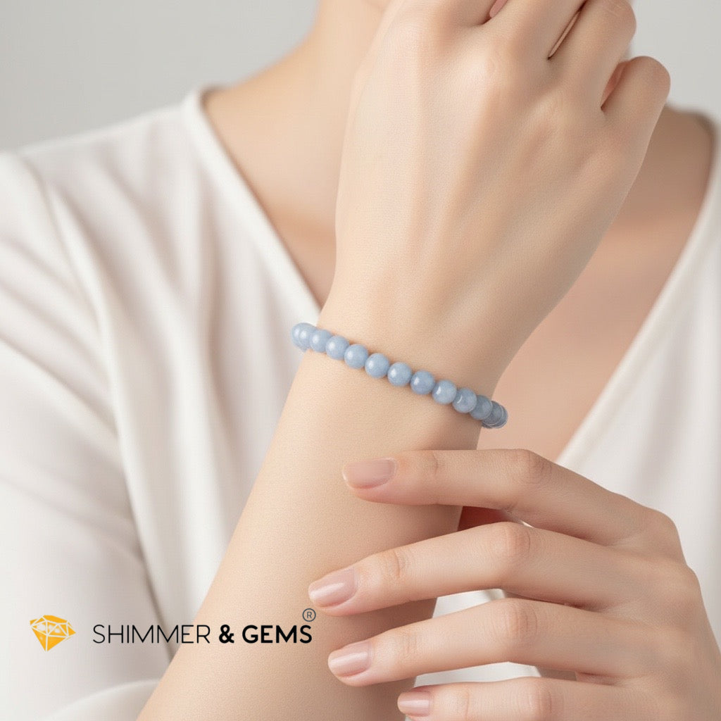 Angelite 4mm Bracelet (Peace & Angel Connection)