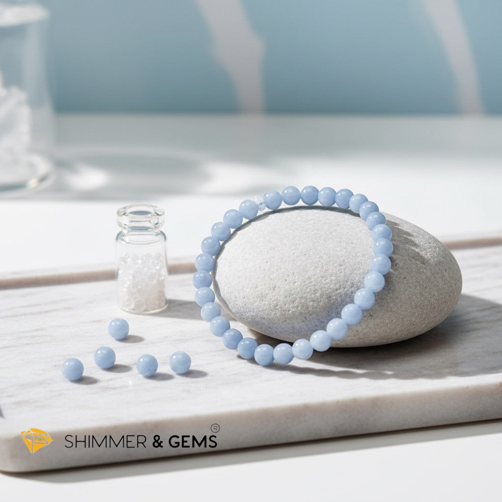Angelite 4mm Bracelet (Peace & Angel Connection)