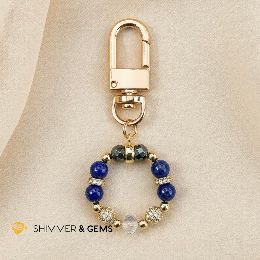 Anti-Scamming & Evil Eye Protection Bag Charm
(Lapis Lazuli, Hematite, Quartz & 18K Gold-Plated Japan Copper) By Audrey