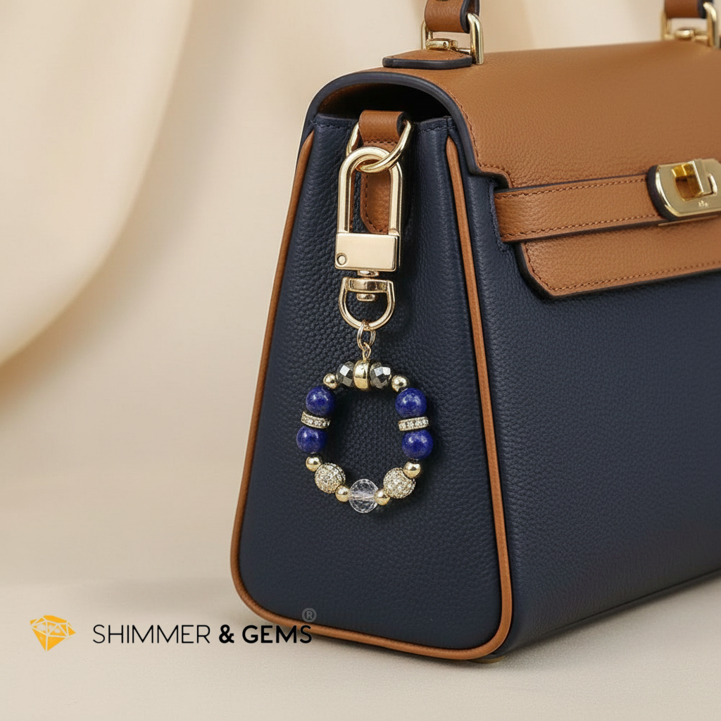 Anti-Scamming & Evil Eye Protection Bag Charm
(Lapis Lazuli, Hematite, Quartz & 18K Gold-Plated Japan Copper) By Audrey