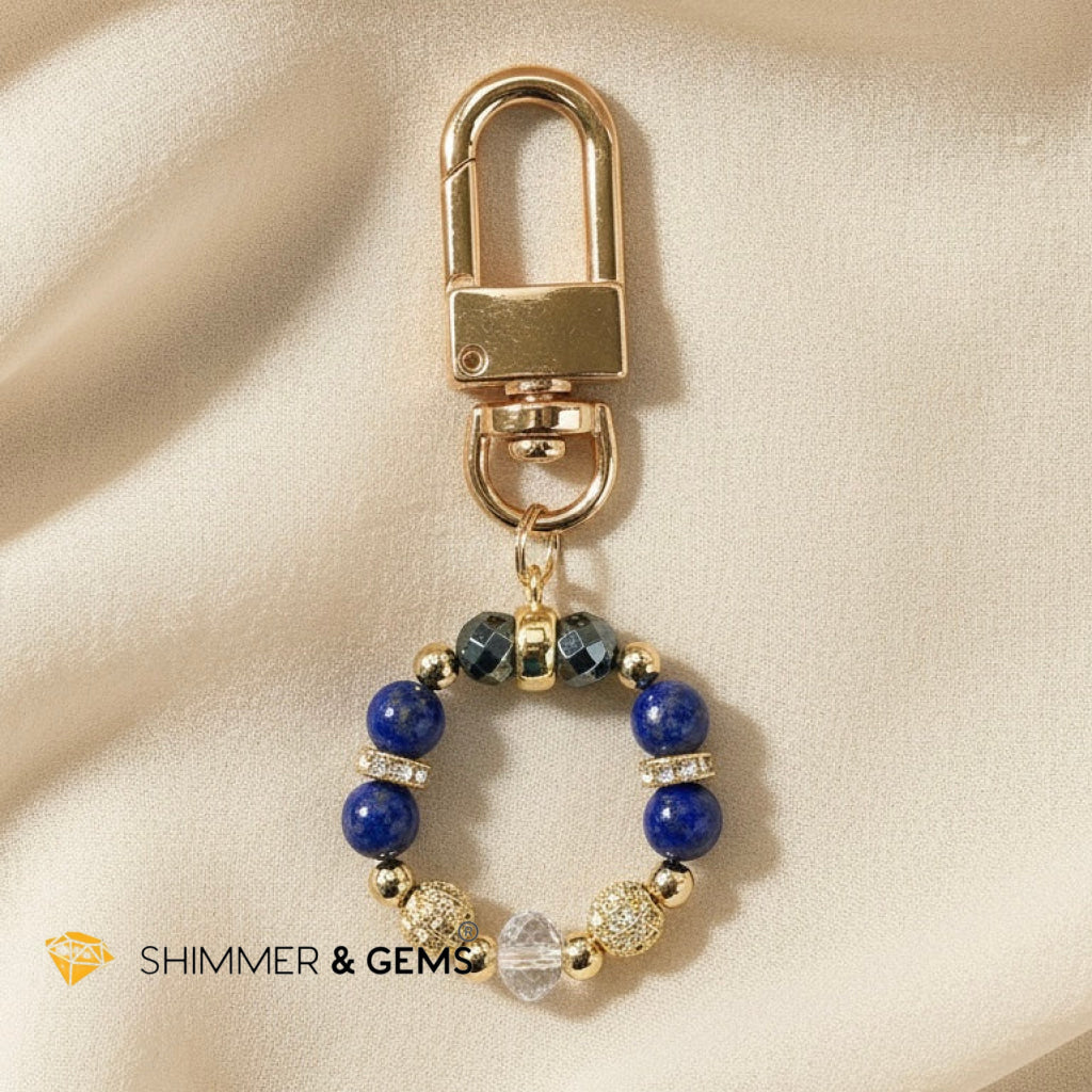 Anti-Scamming & Evil Eye Protection Bag Charm
(Lapis Lazuli, Hematite, Quartz & 18K Gold-Plated Japan Copper) By Audrey