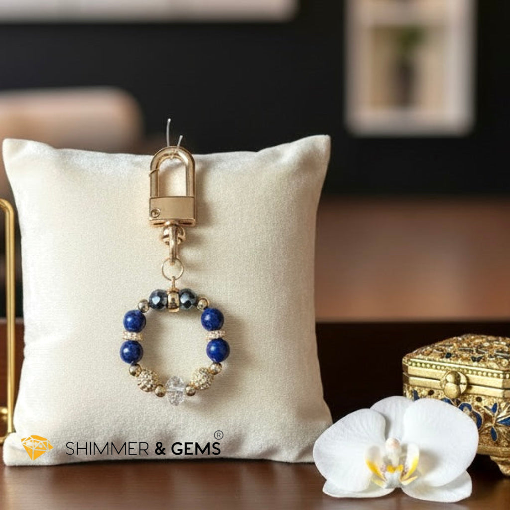 Anti-Scamming & Evil Eye Protection Bag Charm
(Lapis Lazuli, Hematite, Quartz & 18K Gold-Plated Japan Copper) By Audrey