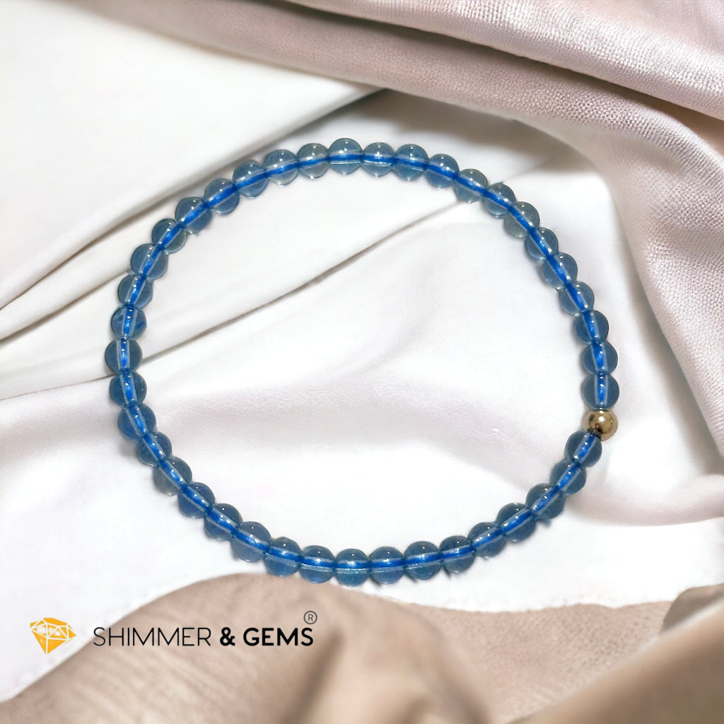 Aquamarine 4mm Gem Grade Bracelet with 14k gold filled (AAAA Premium Grade)