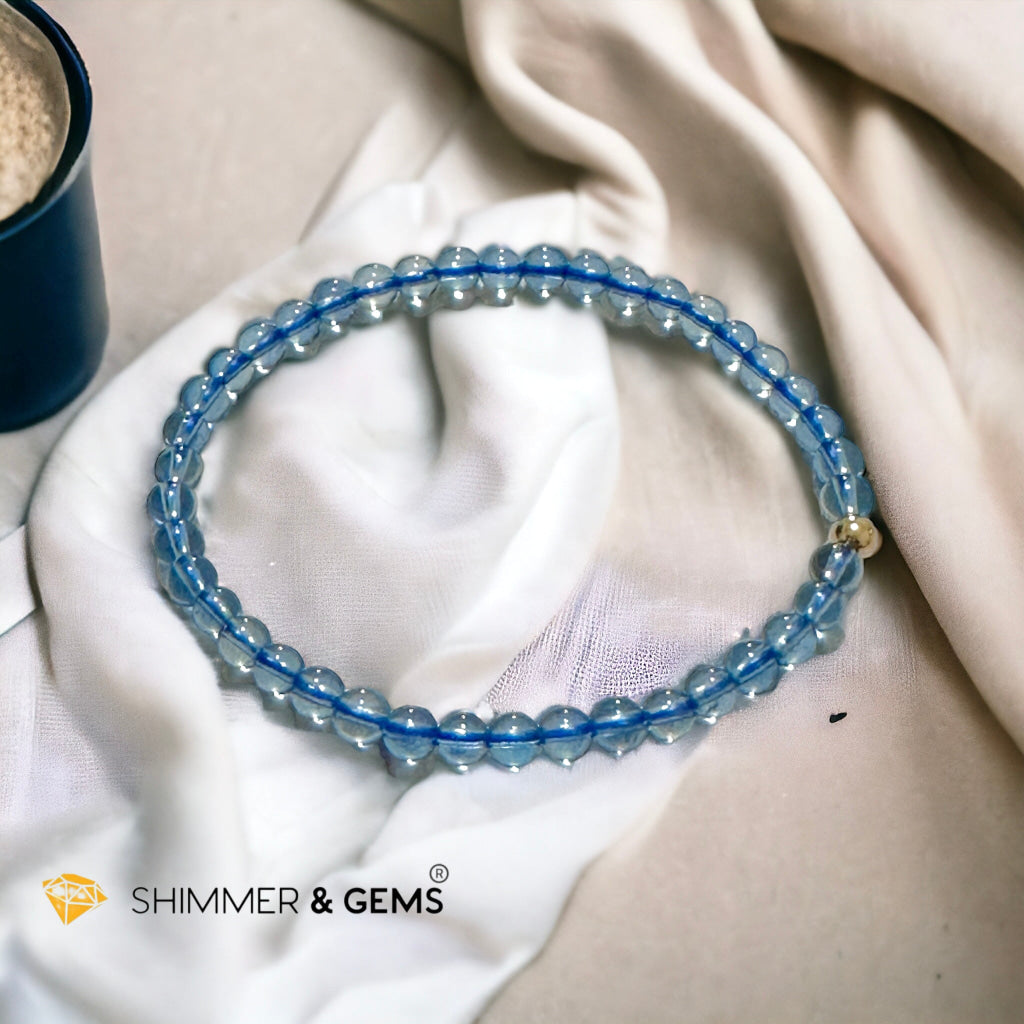 Aquamarine 4mm Gem Grade Bracelet with 14k gold filled (AAAA Premium Grade)