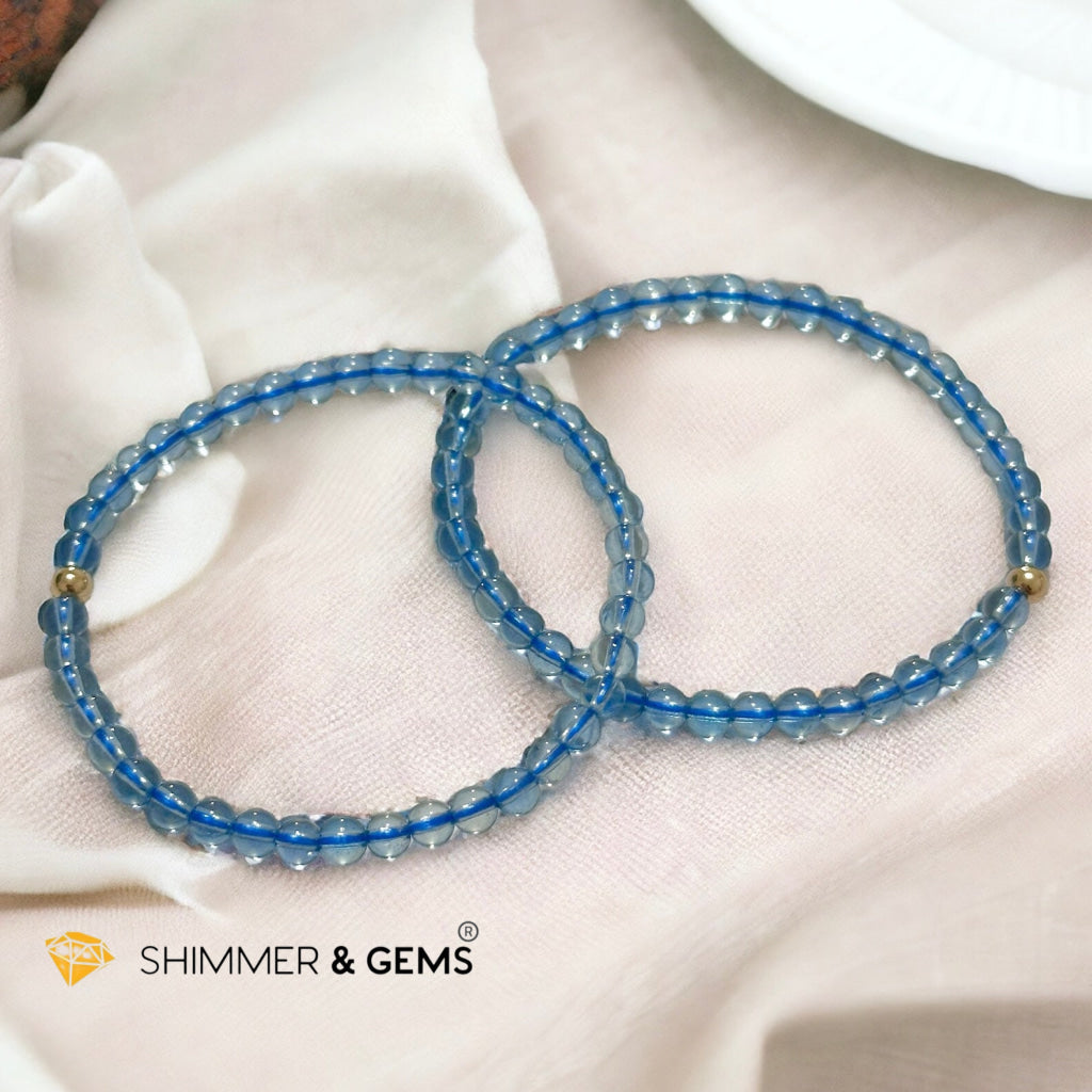 Aquamarine 4mm Gem Grade Bracelet with 14k gold filled (AAAA Premium Grade)