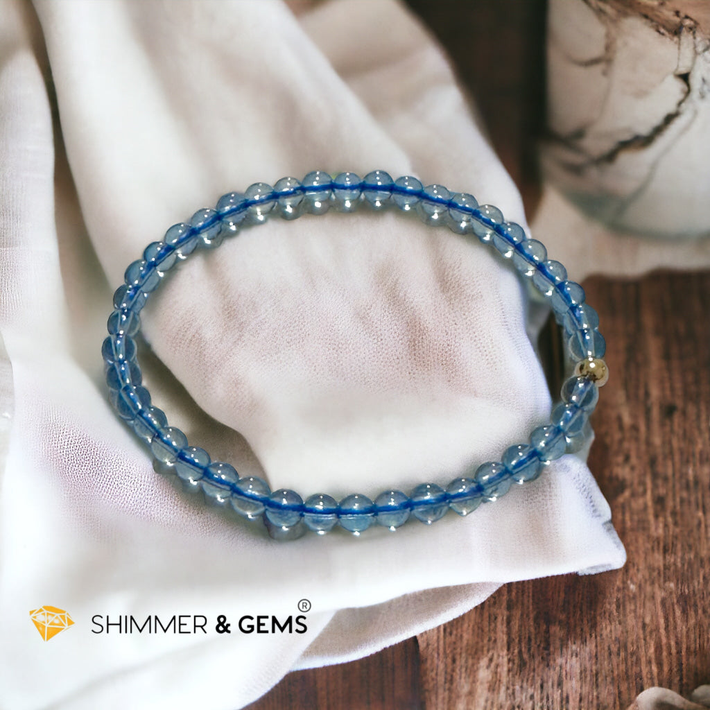 Aquamarine 4mm Gem Grade Bracelet with 14k gold filled (AAAA Premium Grade)