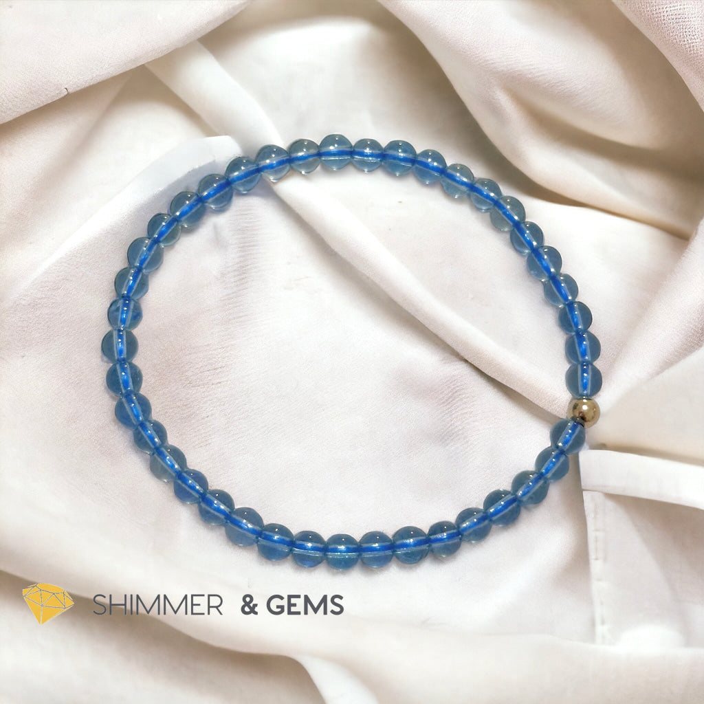 Aquamarine 4mm Gem Grade Bracelet with 14k gold filled (AAAA Premium Grade)