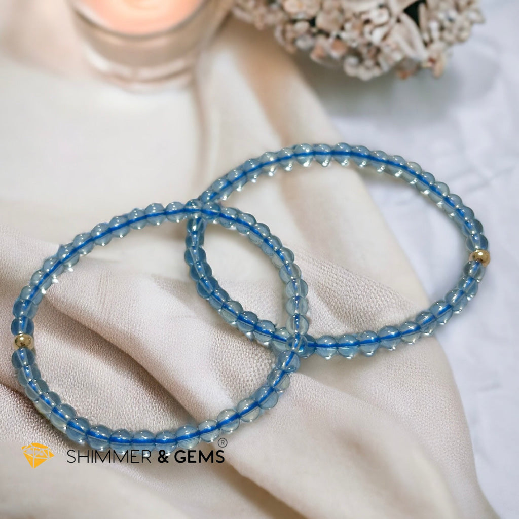 Aquamarine 4mm Gem Grade Bracelet with 14k gold filled (AAAA Premium Grade)