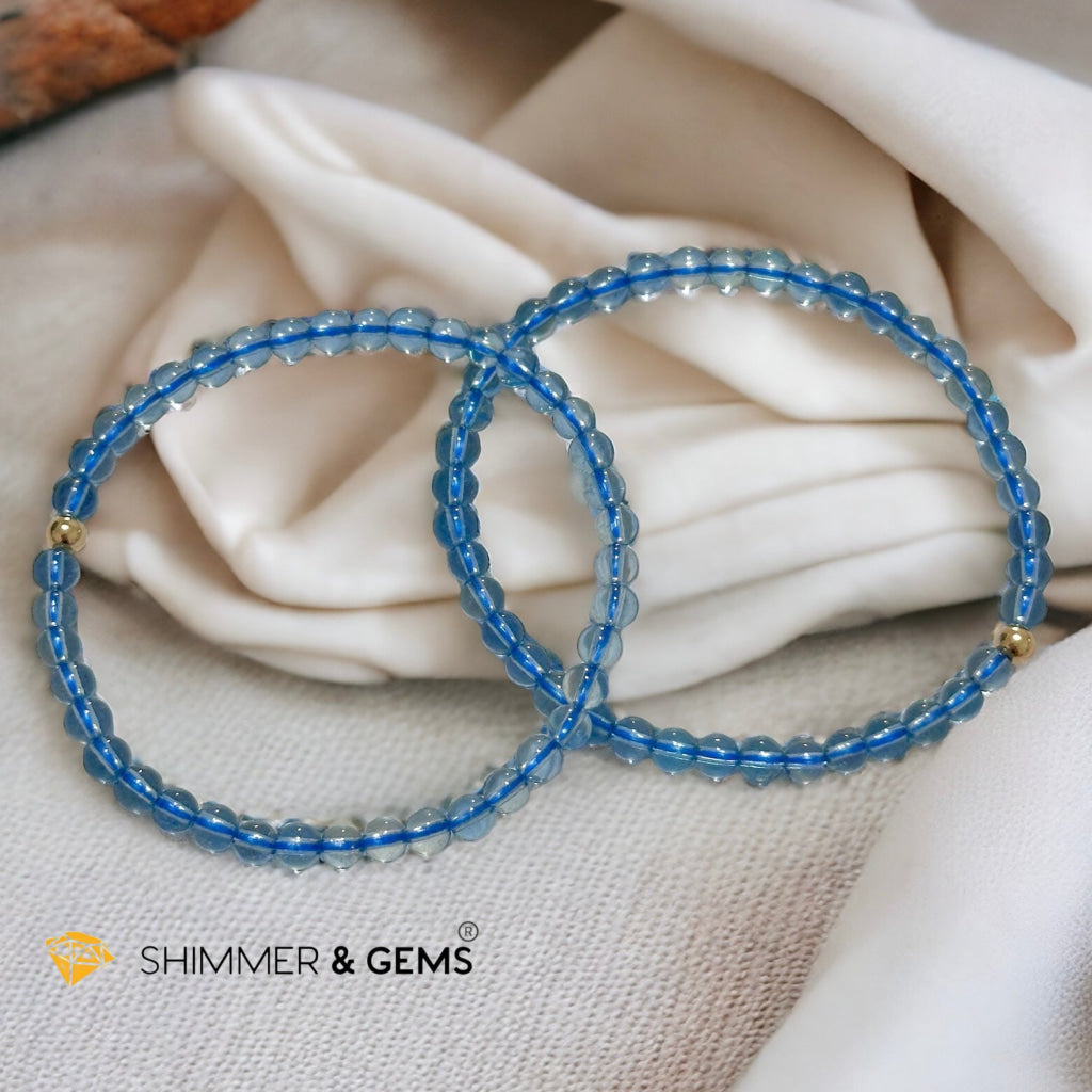 Aquamarine 4mm Gem Grade Bracelet with 14k gold filled (AAAA Premium Grade)