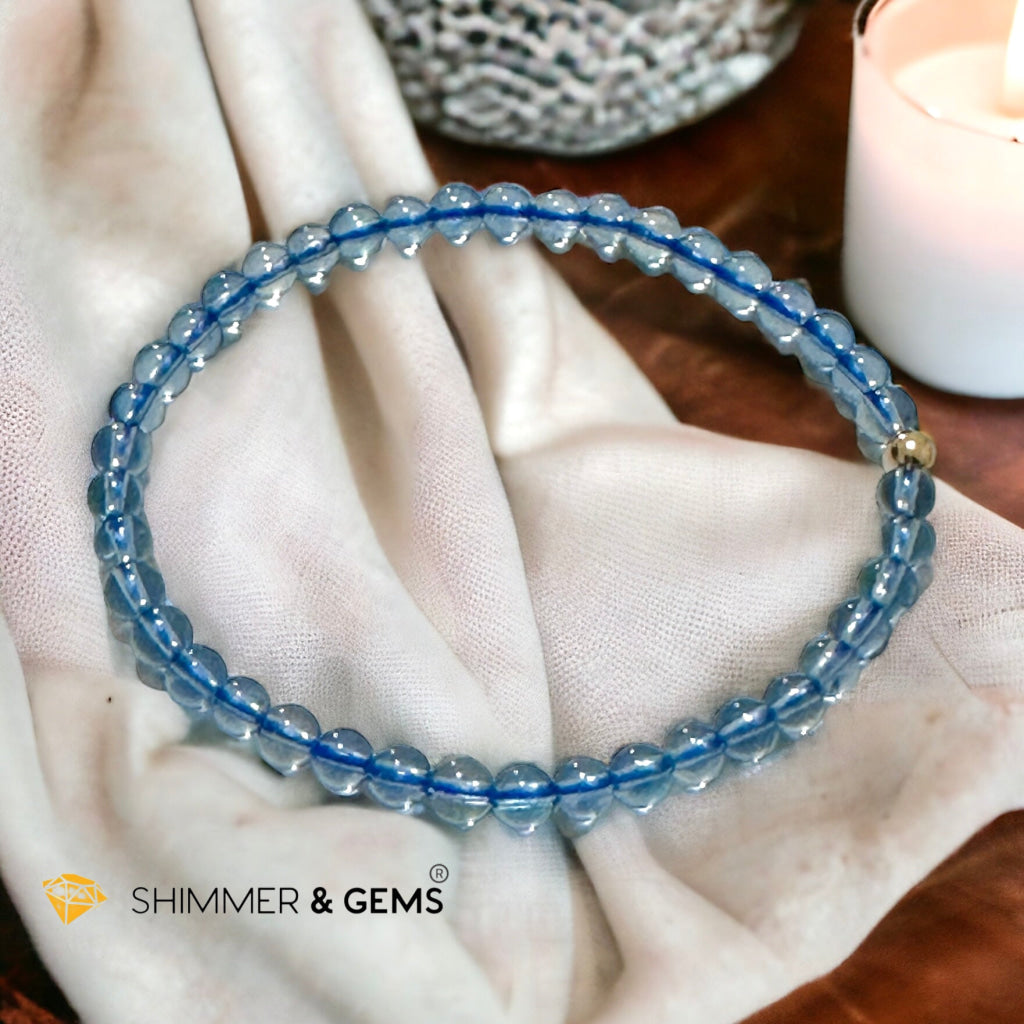 Aquamarine 4mm Gem Grade Bracelet with 14k gold filled (AAAA Premium Grade)
