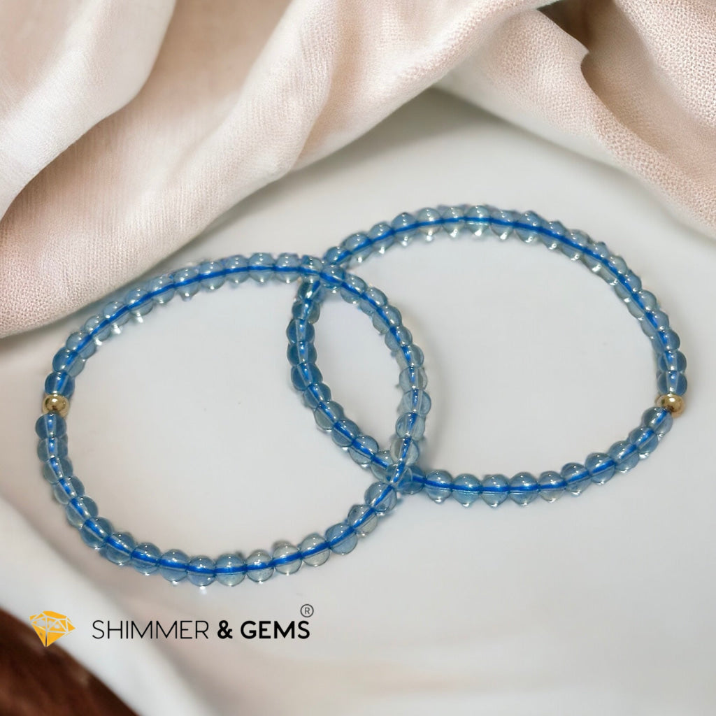 Aquamarine 4mm Gem Grade Bracelet with 14k gold filled (AAAA Premium Grade)