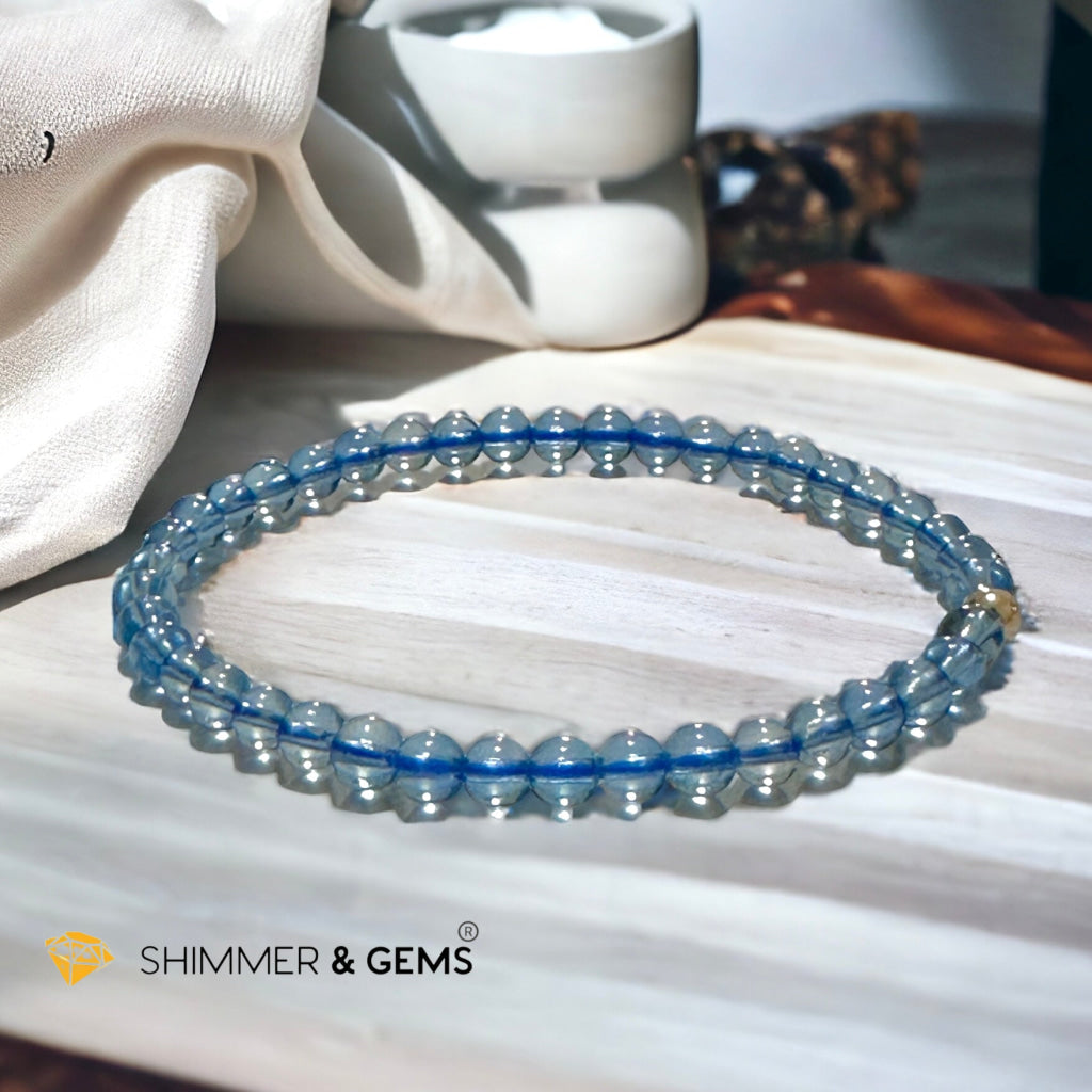 Aquamarine 4mm Gem Grade Bracelet with 14k gold filled (AAAA Premium Grade)