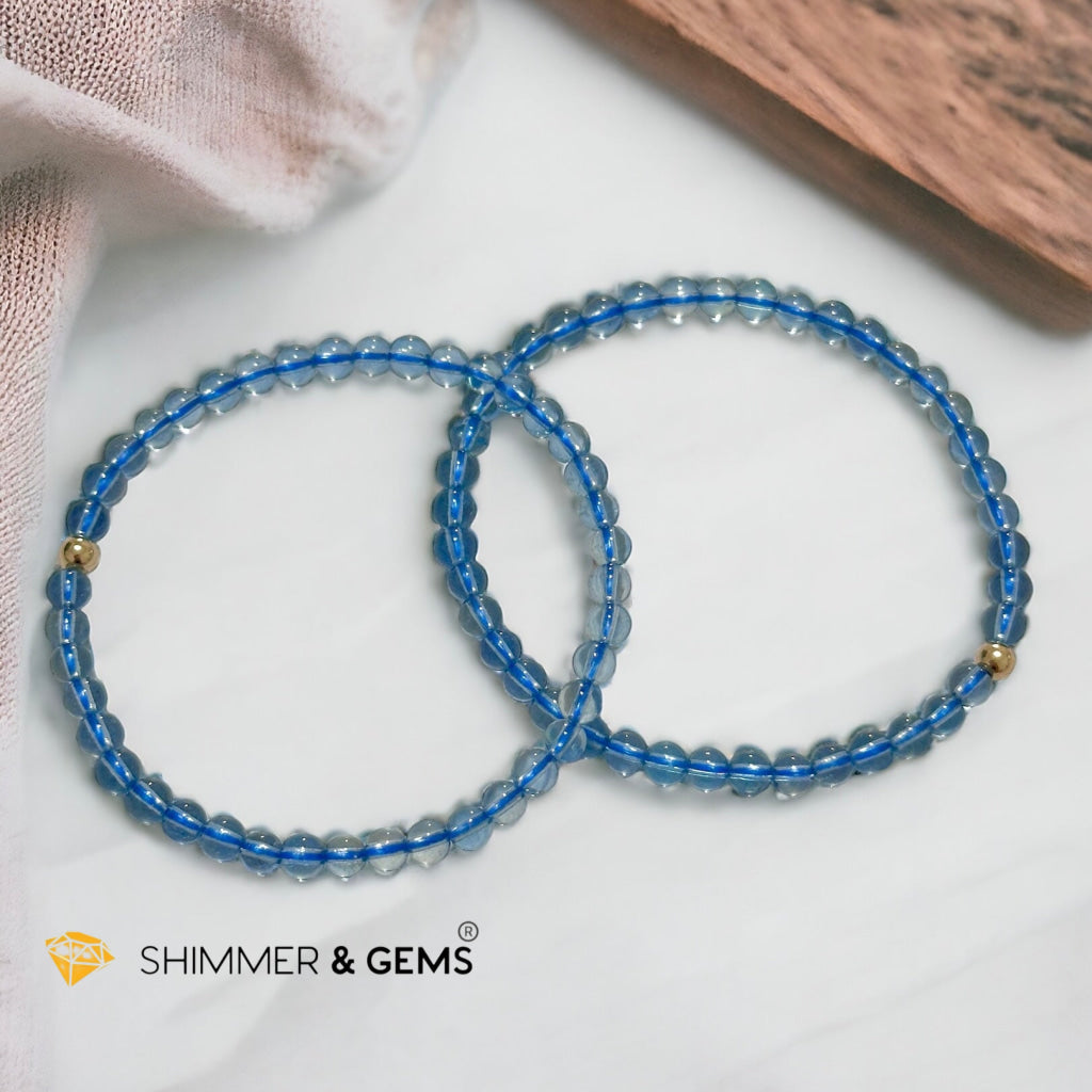 Aquamarine 4mm Gem Grade Bracelet with 14k gold filled (AAAA Premium Grade)
