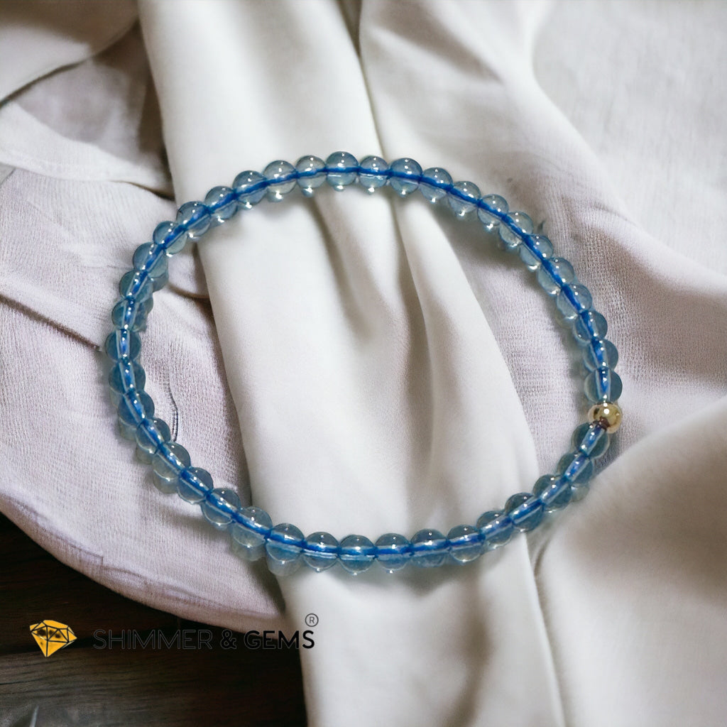 Aquamarine 4mm Gem Grade Bracelet with 14k gold filled (AAAA Premium Grade)