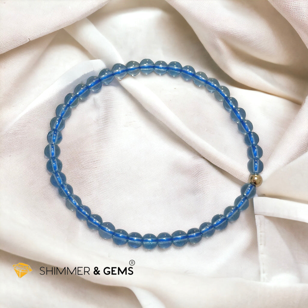 Aquamarine 4mm Gem Grade Bracelet with 14k gold filled (AAAA Premium Grade)