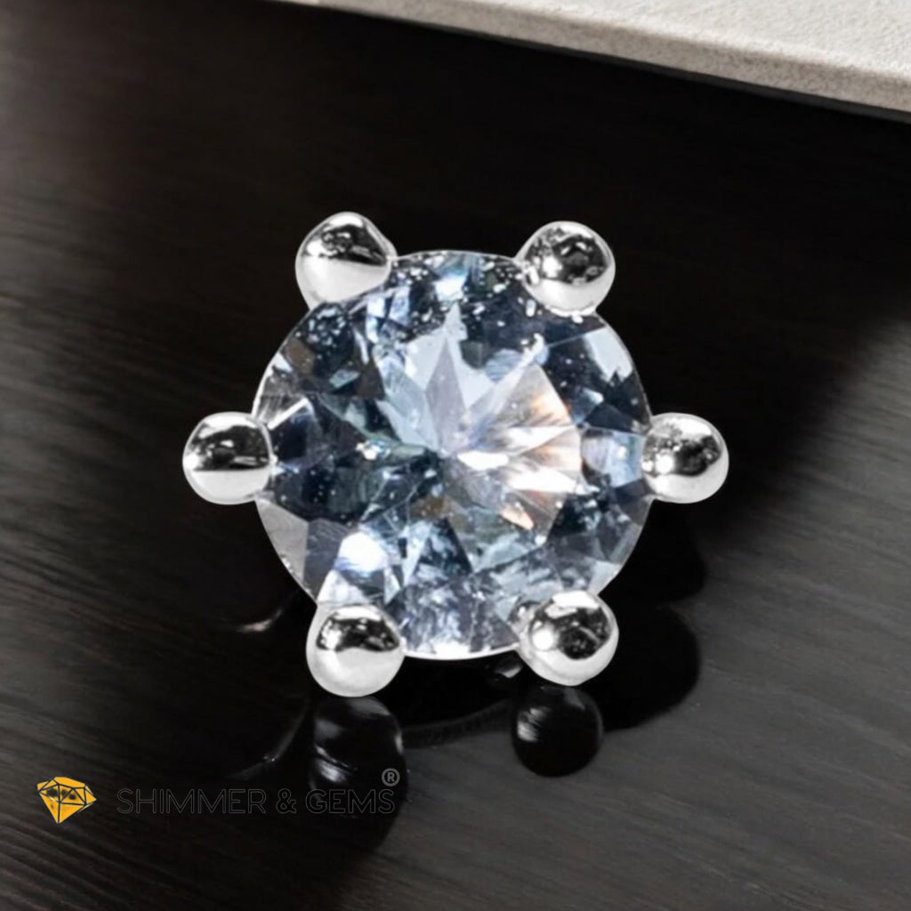 Aquamarine 5mm Solitaire Earrings (Premium & Rare) 925 Silver