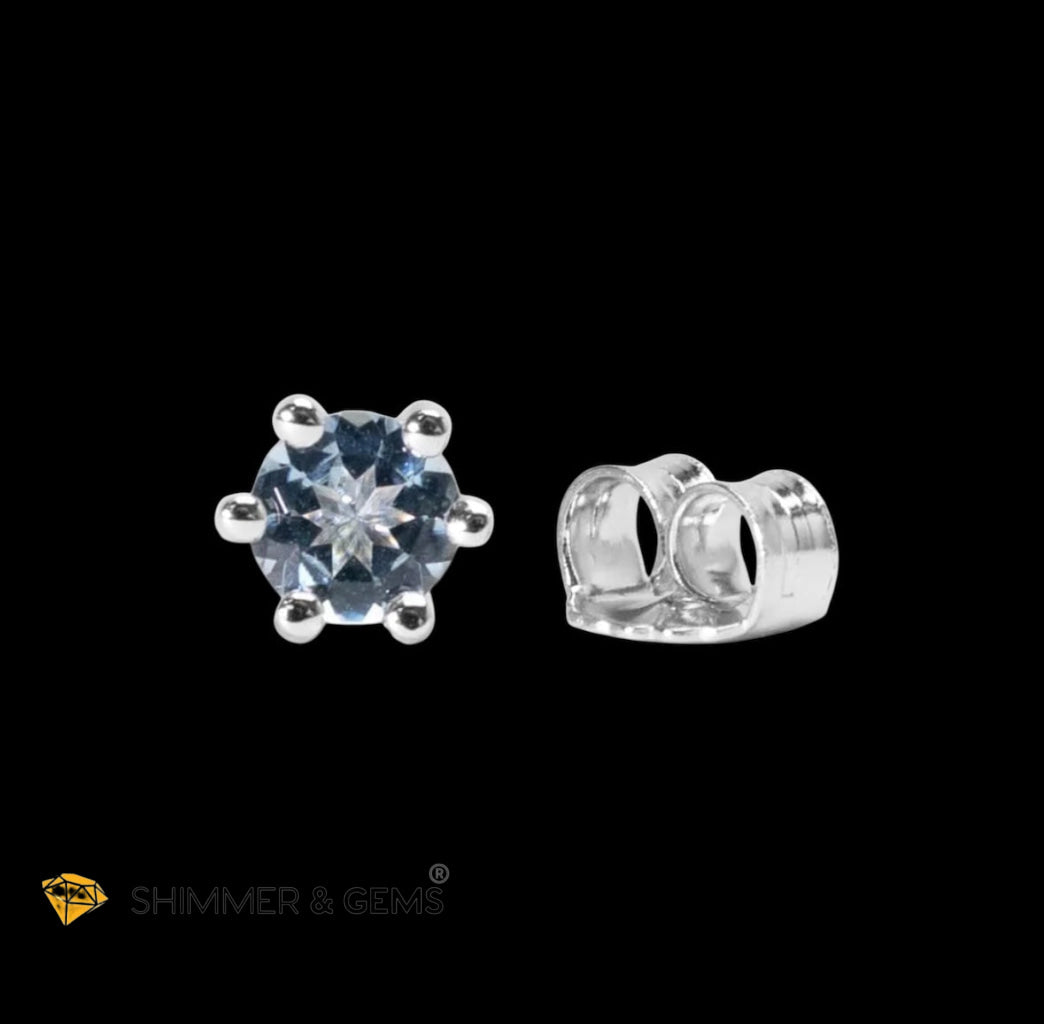 Aquamarine 5mm Solitaire Earrings (Premium & Rare) 925 Silver