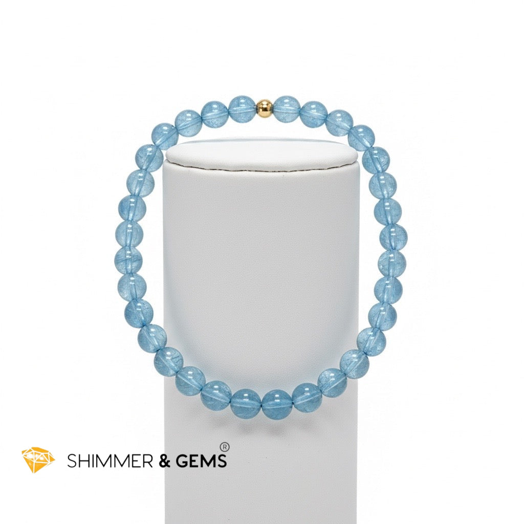 Aquamarine 6mm High Grade Premium Bracelet