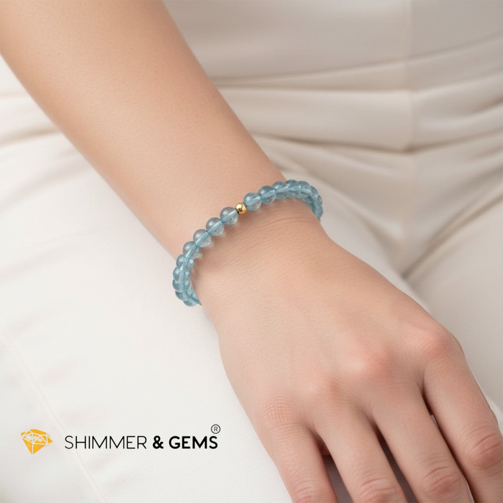 Aquamarine 6mm High Grade Premium Bracelet