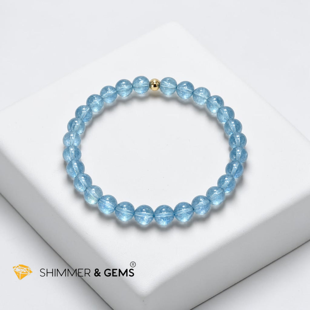 Aquamarine 6mm High Grade Premium Bracelet