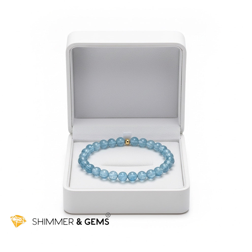 Aquamarine 6mm High Grade Premium Bracelet