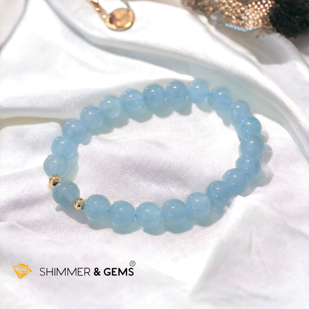 Aquamarine 8mm (AAA grade) bracelet with 14k gold filled beads