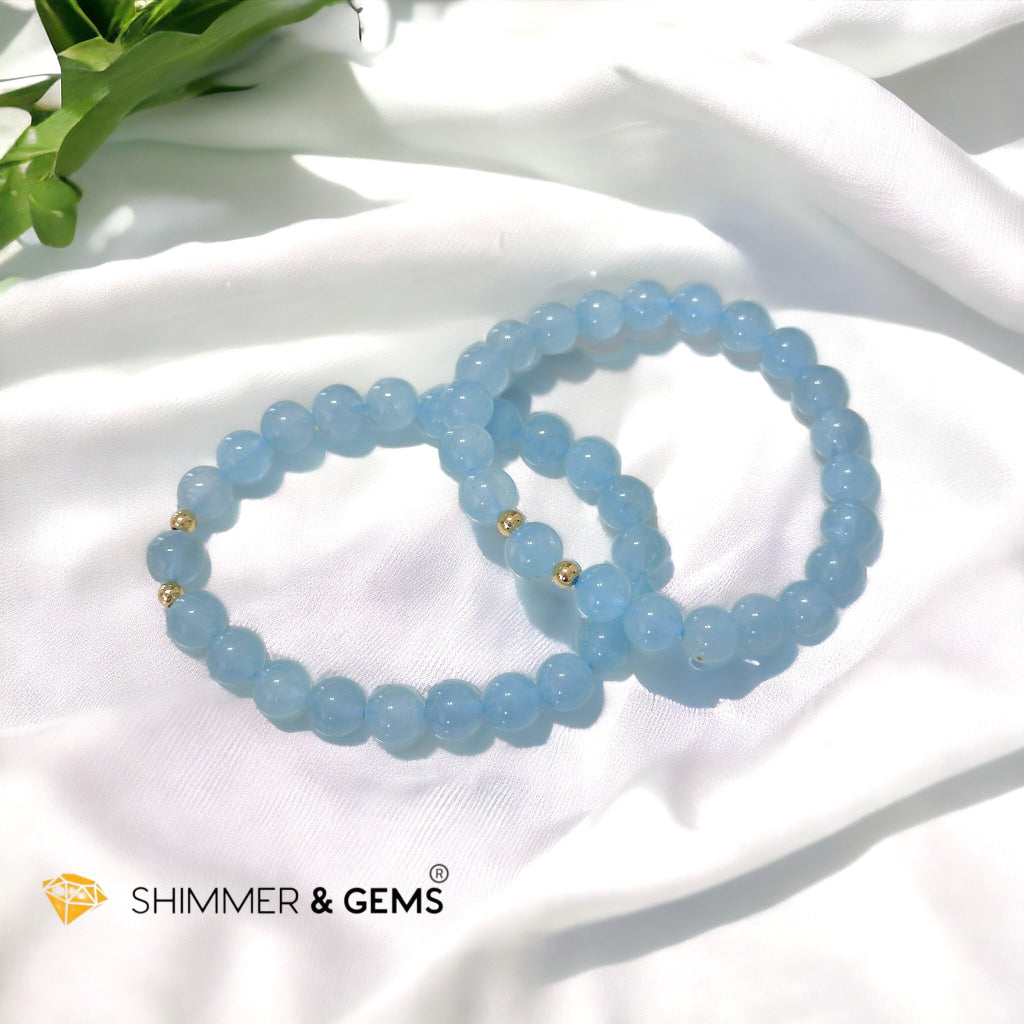 Aquamarine 8mm (AAA grade) bracelet with 14k gold filled beads