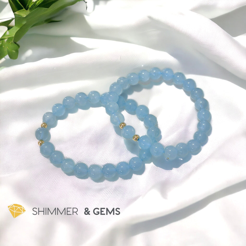 Aquamarine 8mm (AAA grade) bracelet with 14k gold filled beads