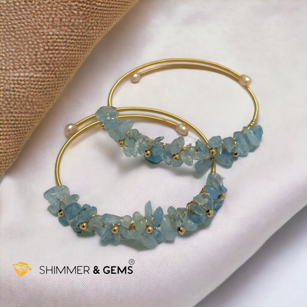 Aquamarine Bangle (Handmade Wirewrapped 14k gold filled)