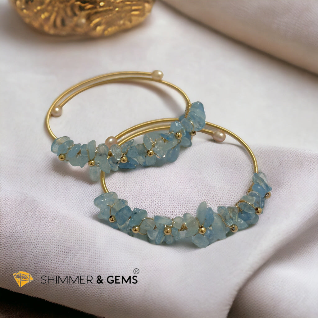Aquamarine Bangle (Handmade Wirewrapped 14k gold filled)