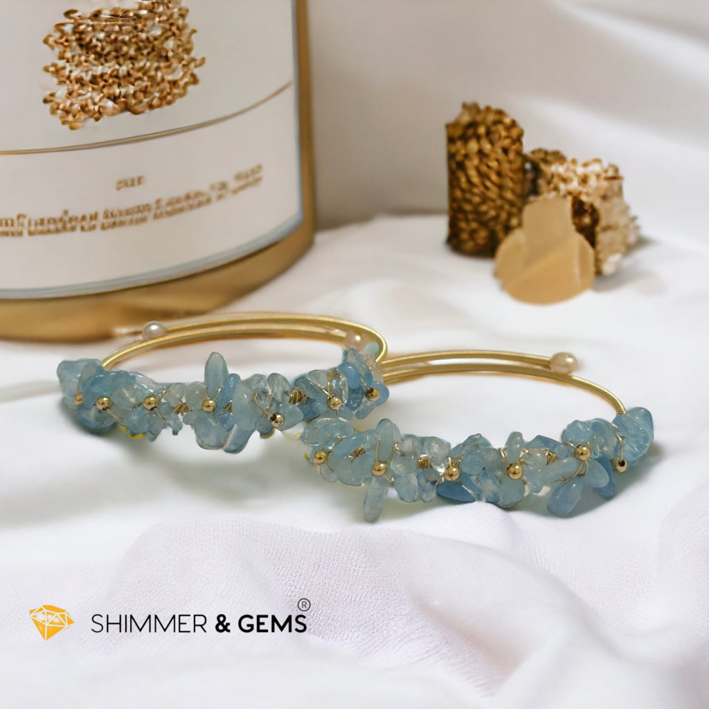 Aquamarine Bangle (Handmade Wirewrapped 14k gold filled)