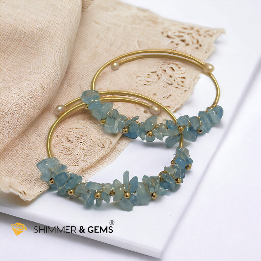 Aquamarine Bangle (Handmade Wirewrapped 14k gold filled)