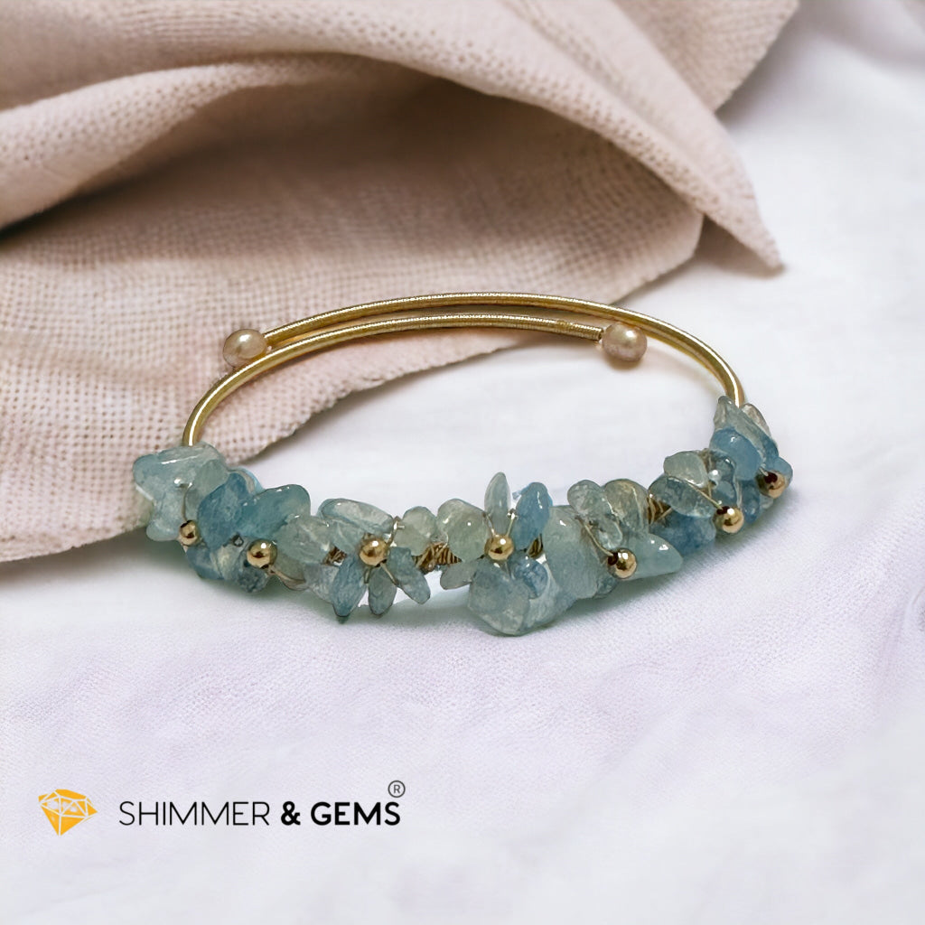 Aquamarine Bangle (Handmade Wirewrapped 14k gold filled)