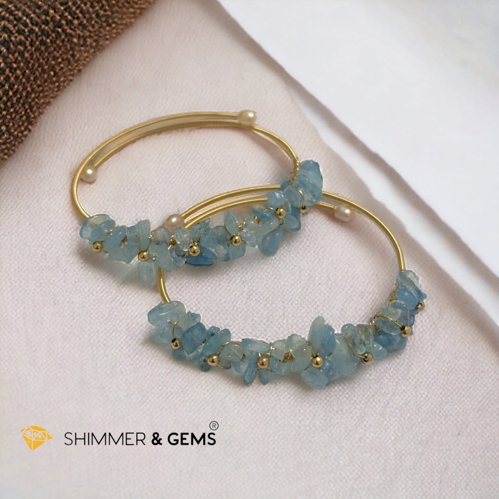 Aquamarine Bangle (Handmade Wirewrapped 14k gold filled)