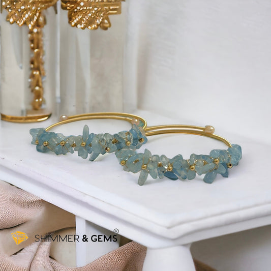 Aquamarine Bangle (Handmade Wirewrapped 14k gold filled)