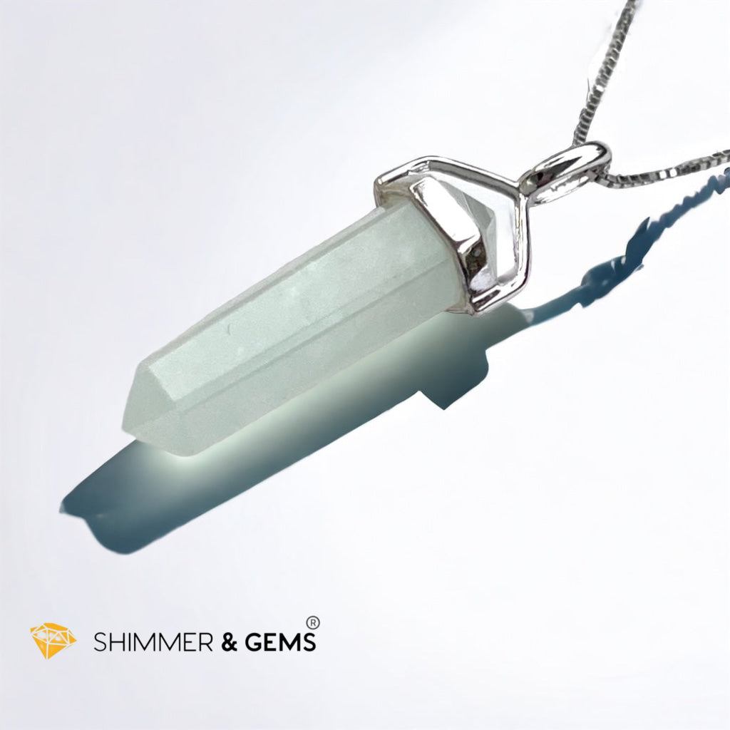 Aquamarine Double Pointer Pendant 925 Silver (Calmness)