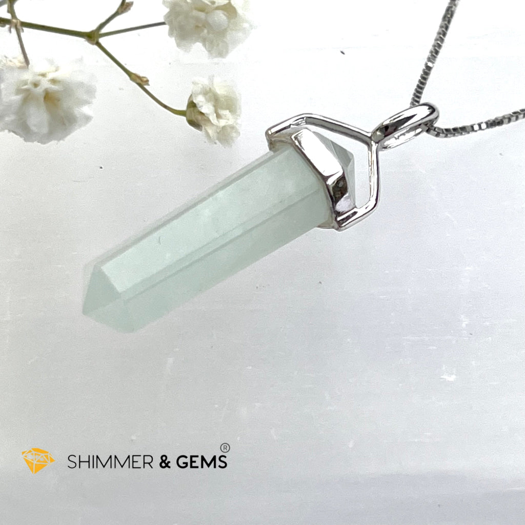 Aquamarine Double Pointer Pendant 925 Silver Charms & Pendants