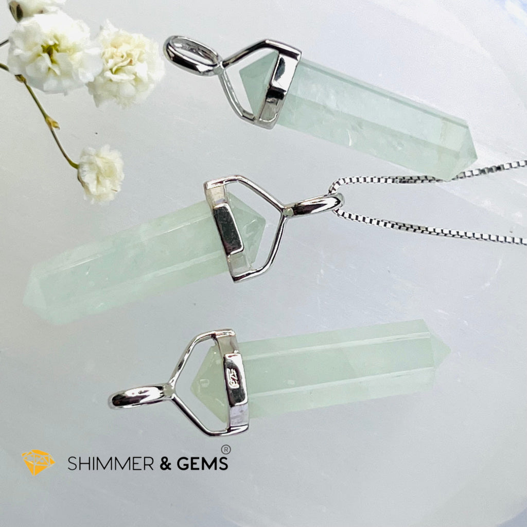 Aquamarine Double Pointer Pendant 925 Silver Charms & Pendants