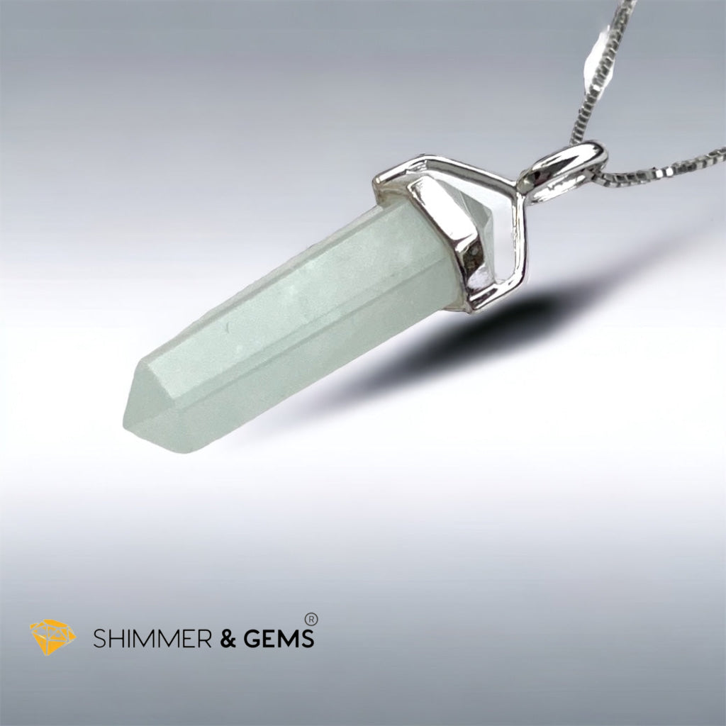 Aquamarine Double Pointer Pendant 925 Silver (Calmness)