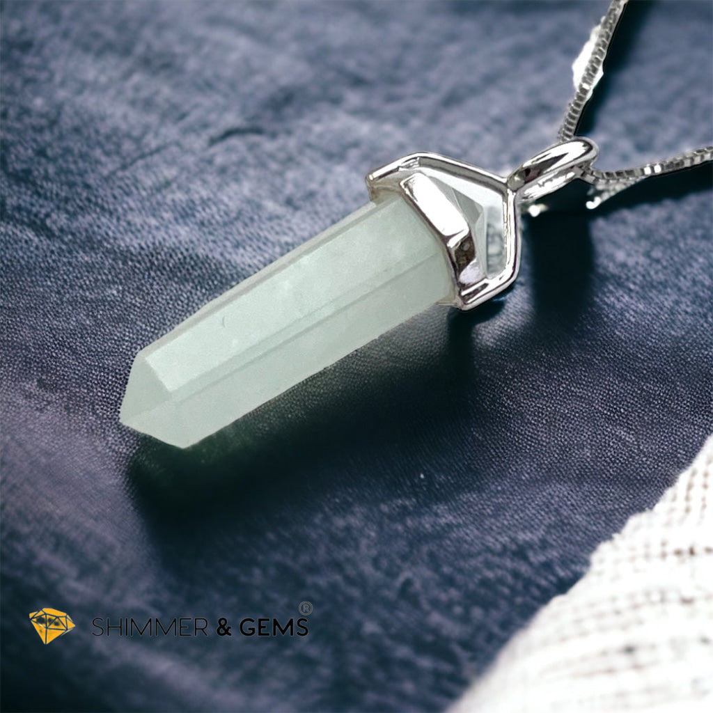 Aquamarine Double Pointer Pendant 925 Silver (Calmness)