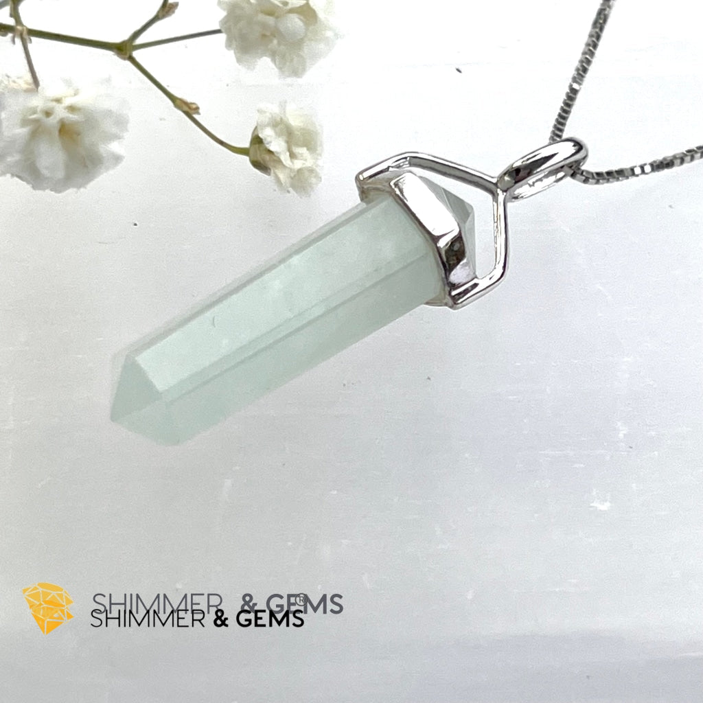 Aquamarine Double Pointer Pendant 925 Silver (Calmness)